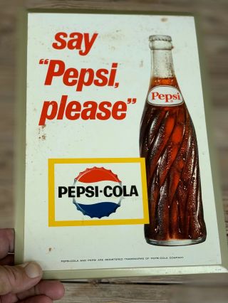 Vintage Say Pepsi Please Metal Sign,  Pepsi Cola