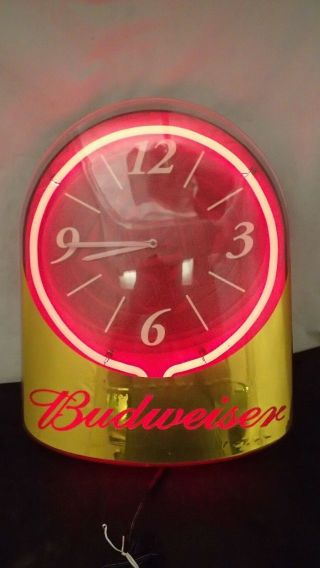 Vintage Budweiser King Of Beers 18 " Neon Advertising Clock Man Cave Decor