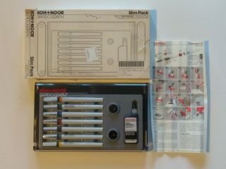 Koh - I - Noor Rapidograph Technical Artist Pen 7 Pen Set 3165 Vintage Made In Usa