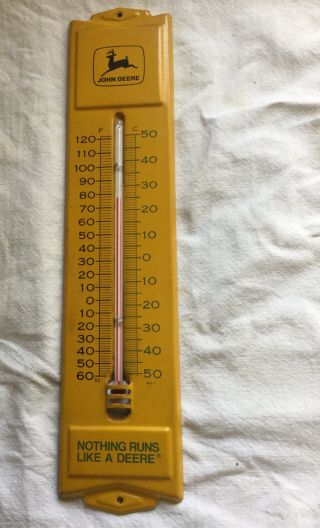 Vintage John Deere Metal Advertising Thermometer 52.  Made In Usa