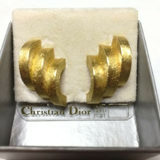 Vintage Christian Dior 14k Gold Post Pierced Earring,  Singed.