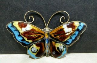 Vintage David Andersen Norway Large Butterfly Pin Brooch Sterling Silver Enamel 2