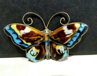 Vintage David Andersen Norway Large Butterfly Pin Brooch Sterling Silver Enamel 3