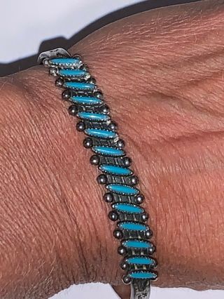 Vintage Navajo Sterling Silver Turquoise Cuff Bracelet - Bangle -