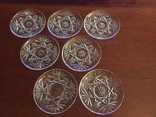 Set Of 7 Vintage Pressed Glass Coasters 4 - 1/2”
