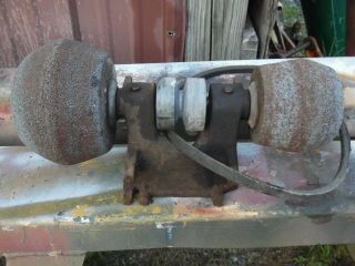 Vintage Belt Driven Arbor Grinder Gas Engine Black Smith Shop Tool