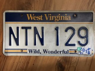Expired 2016 West Virginia License Plate