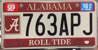 Alabama License Plate University Of Alabama Roll Tide Tag