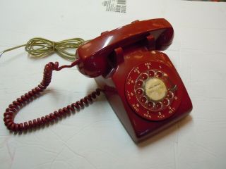 Vintage Red Rotary Dial Desk Phone Telephone Northern Electric