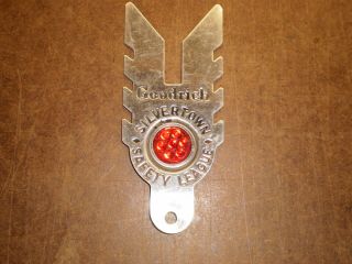 Vintage Goodrich Silvertown Safety League Bicycle License Plate Topper