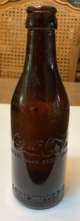 Vintage (wks 2nd) Amber Brown Coca Cola Bottle Louisville,  Ky A.  B.  Co.  0132