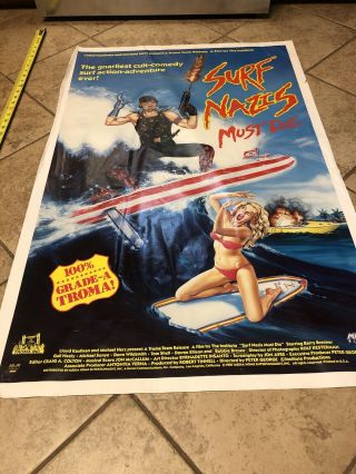 Orig/vtg 1987 Troma Films Surf Nazis Must Die 1 Sheet Rolled Movie Poster