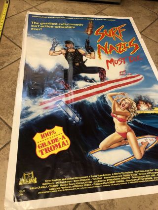 Orig/vtg 1987 TROMA FILMS SURF NAZIS MUST DIE 1 SHEET Rolled MOVIE POSTER 3