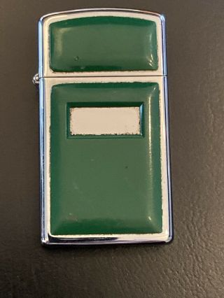 Vintage 1980 Zippo Lighter Green Slim Chrome Sparks