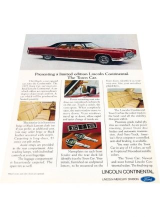 1972 Lincoln Continental Town Car - Vintage Advertisement Car Print Ad J410