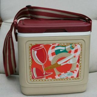 Vintage Igloo Tag - Along 10 Cooler Small Ice Chest Picnic Design Maroon Red