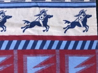 Vintage Beacon Camp Blanket Indian Warrior 71 X 63 Inches 2