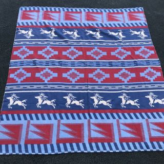 Vintage Beacon Camp Blanket Indian Warrior 71 X 63 Inches 3