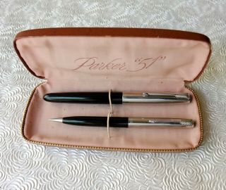 Vintage Parker 51 Fountain Pen And Mechanical Pencil Nrsv