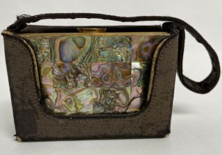 Vintage Elgin American Shell & Gold Toned Dance Purse Compact Us Made