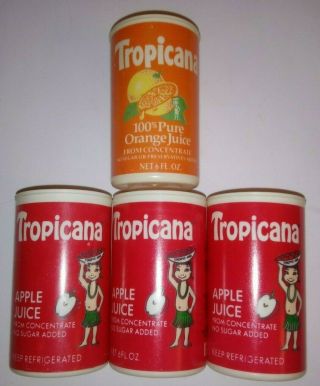 Vtg 80s Tropicana 100 Pure Orange Apple Juice 6 Oz Plastic Container 2.  0 X 3.  5 "