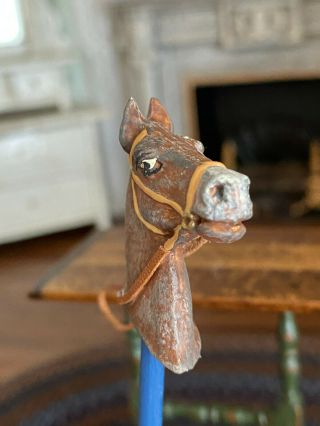 Vintage Miniature Dollhouse Artisan Childrens Country Western Cowboy Stick Horse