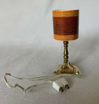 Vintage Dollhouse Table Lamp | Brass Metal,  Plastic With Cord | Lundby? | Vgc