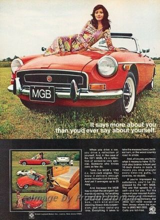 1971 Mg B Mgb Color Vintage Advertisement Print Art Car Ad J811
