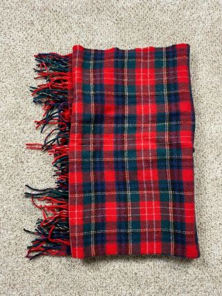 Vintage Pendleton 100 Virgin Wool Red Green Plaid Throw Blanket 71 " X 54.  5 "