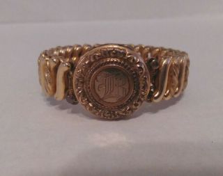 Vintage Etched Gold D.  F.  B Co.  Carmen Expandable Locket Bracelet 2