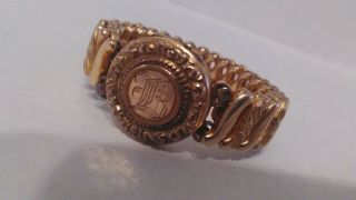 Vintage Etched Gold D.  F.  B Co.  Carmen Expandable Locket Bracelet 3