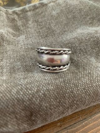Sterling Silver 925 Estate Vintage Rope Edge Tapered Cigar Band Ring Size 8