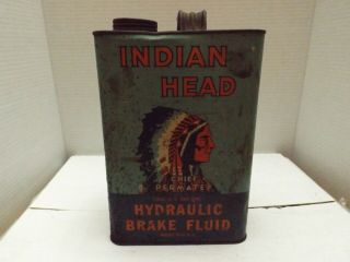 Old Vintage Indian Head Chief Permatex Brake Fluid Tin Metal Can Graphic Picture