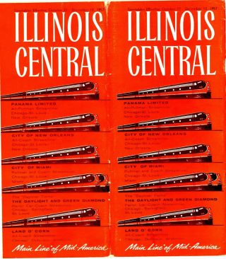 Illinois Central Railroad,  System Passenger Time Table,  Dec 12,  1957 - 34 Pages