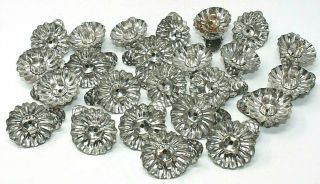 Vintage Set Of 24 Silver Metal Christmas Tree Candle Holders,  Pine Cone Clips Vg