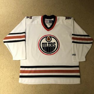 Vintage Edmonton Oilers Ccm Hockey Jersey White Xl Stitched 97 - 07 Like
