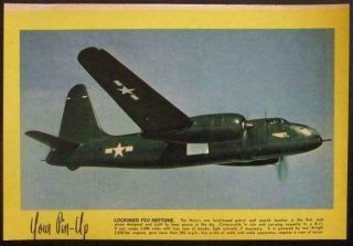 Lockheed P2v Neptune 1946 Vintage Color Pin - Up