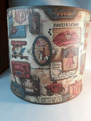 Vintage Colonial Style Paper Drum Lamp Shade Colonial 1960 