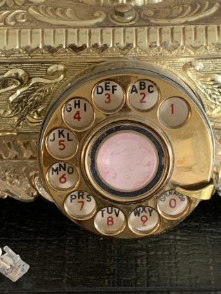 Vintage Brass French King Style Rotary Dial Telephone - - Made In Kores 2