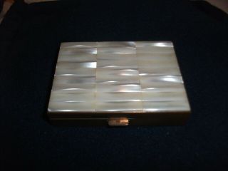 Vintage Reuge Mother Of Pearl " Danube Waves " Powder Compact Music Box