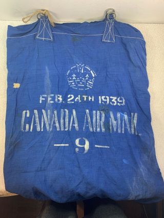 Vintage 1939 Canada Post Air Mail Bag Duffel Blue Postal Crown