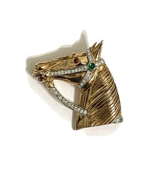 Vintage Gorgeous Deco Rhinestone Alfred Phillipe Trifari Horse Glass Brooch Pin