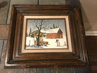 C.  Carson Signed Oil On Canvas Framed Painting Coca Cola vintage barn 17 X 15 3