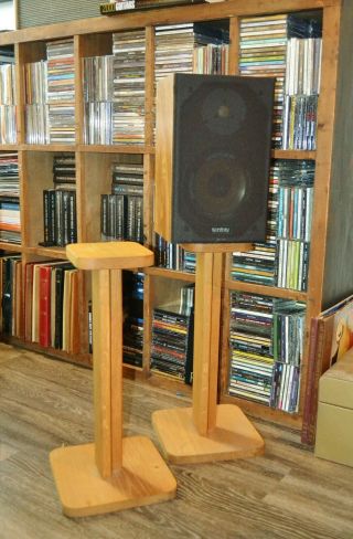 Vtg 19.  5 " Speaker Stands Solid Oak Wood Great For Infinity Rs 10b Bookshelf