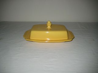 Vintage Mid Century Ceramic Yellow Butter Dish Holds 2 Sticks Exc