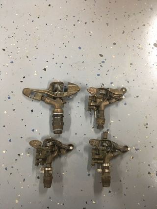 4 Vintage Nelson Brass Impact Sprinkler Heads : F30,  U61d,  Alpha 2,  And 61a