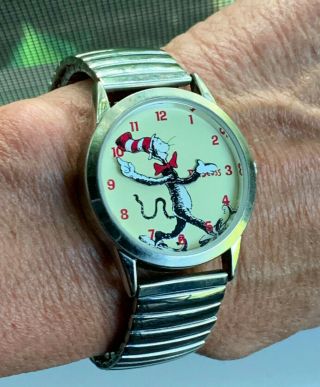Vintage Authentic Dr.  Seuss Tick Tocking Time Tickers Watch Cat In The Hat