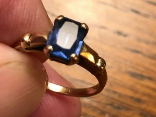 Vintage K.  S.  K.  10k Gold Ladies Ring With Synthetic Blue Sapphire
