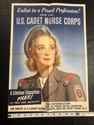 Vintage United States Cadet Nurse Corps World War 2 Poster