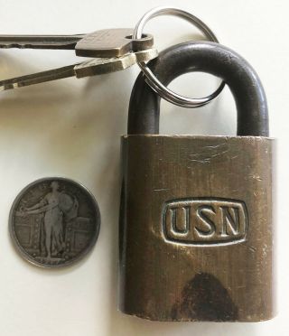 Vintage Best Company Logo Padlock United States Navy (usn),  2 Operable Keys